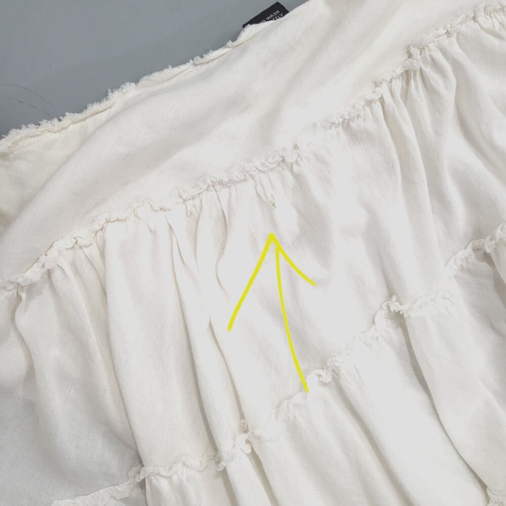 Ing White Tiered Cotton Skirt Size S Ruffle Boho Cottagecore Midi Below Knee - Picture 5 of 12